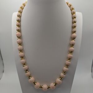 Vintage Avon Pink Pearl & Goldtone 19' Necklace And Bracelet